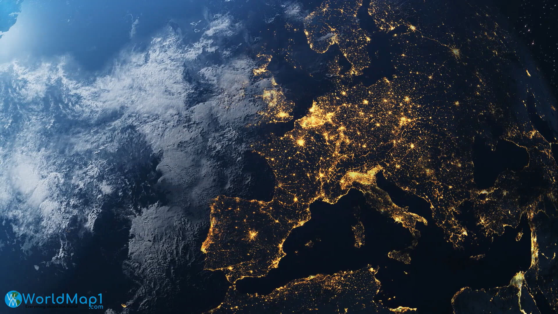 Europe and Atlantic Ocean Satellite View